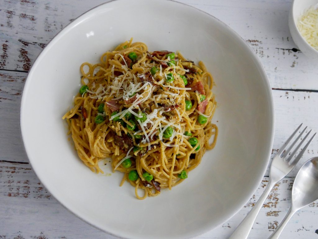 Bowl of spaghetti carbonara