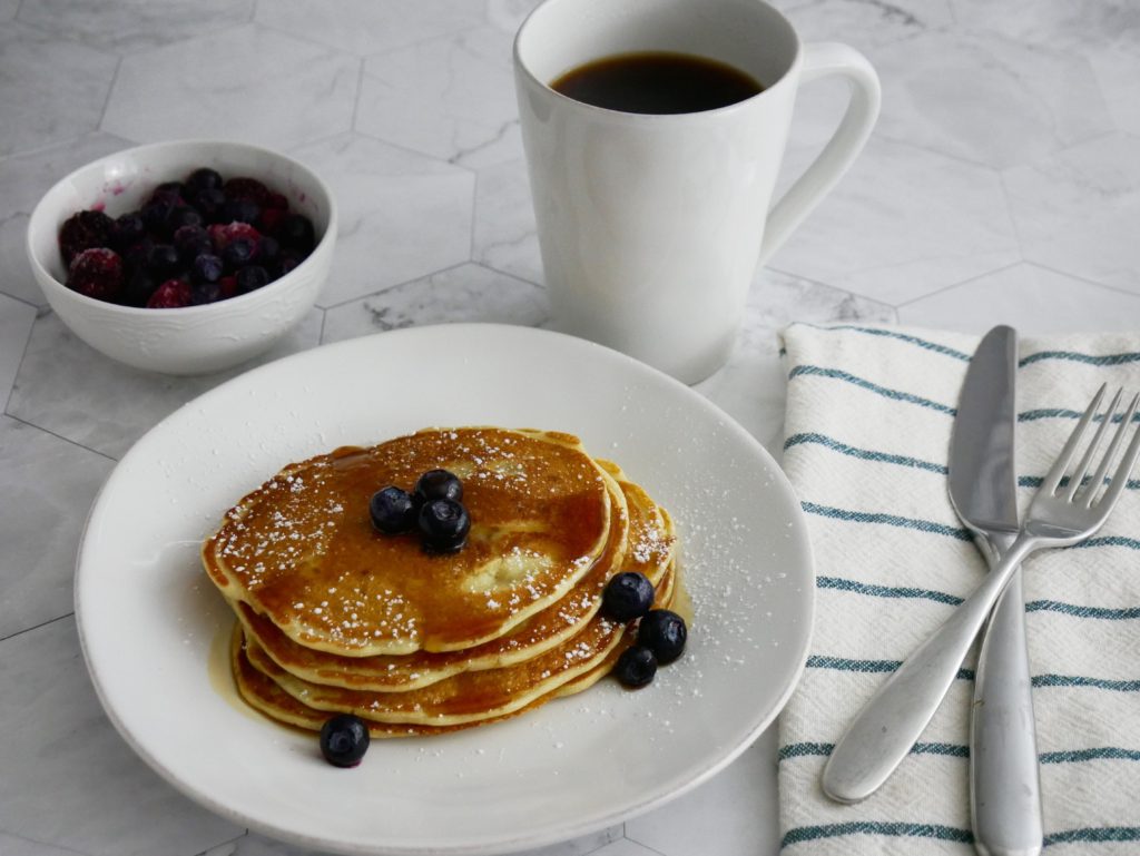 dairy-free pancakes with coffee